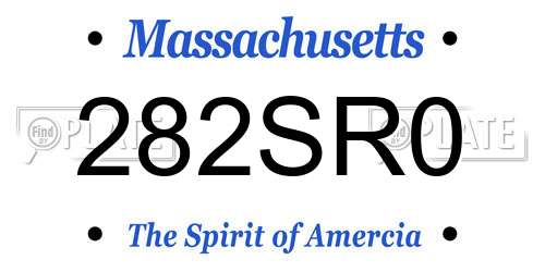282SR0 Massachusetts License Plate
