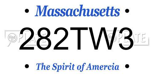 282TW3 Massachusetts License Plate