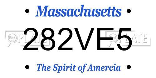 282VE5 Massachusetts License Plate
