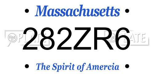 282ZR6 Massachusetts License Plate