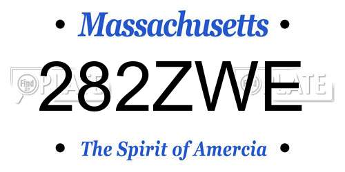 282ZWE Massachusetts License Plate