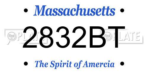 2832BT Massachusetts License Plate