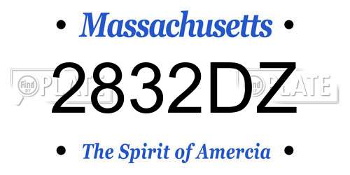 2832DZ Massachusetts License Plate
