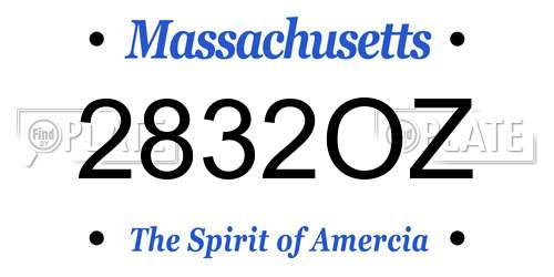 2832OZ Massachusetts License Plate