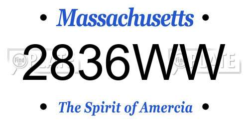 2836WW Massachusetts License Plate