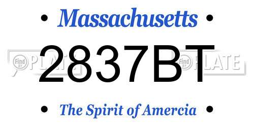 2837BT Massachusetts License Plate