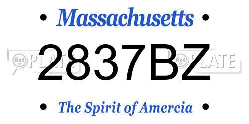 2837BZ Massachusetts License Plate