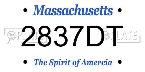 2837DT Massachusetts License Plate