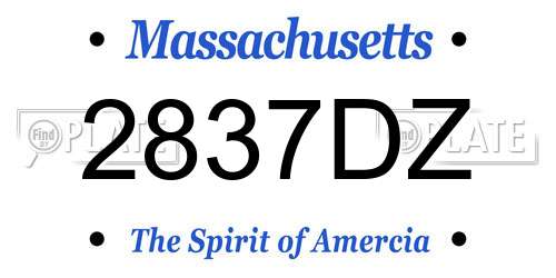 2837DZ Massachusetts License Plate