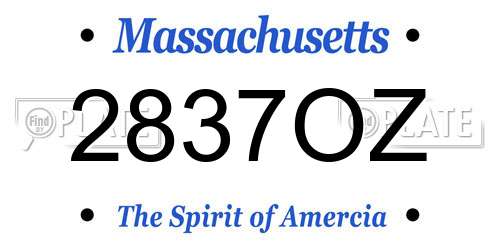 2837OZ Massachusetts License Plate