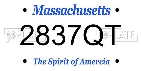 2837QT Massachusetts License Plate