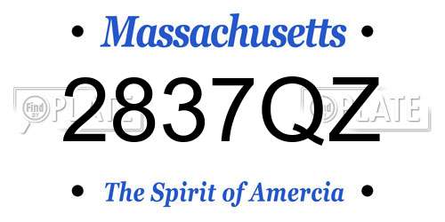 2837QZ Massachusetts License Plate