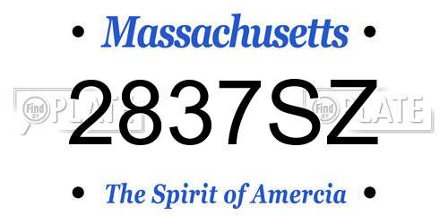 2837SZ Massachusetts License Plate