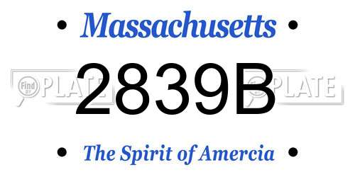 2839B Massachusetts License Plate