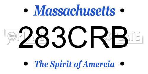 283CRB Massachusetts License Plate
