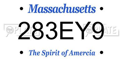 283EY9 Massachusetts License Plate