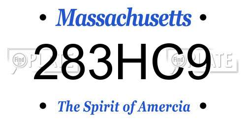283HC9 Massachusetts License Plate
