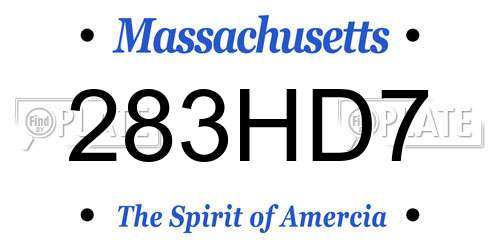 283HD7 Massachusetts License Plate