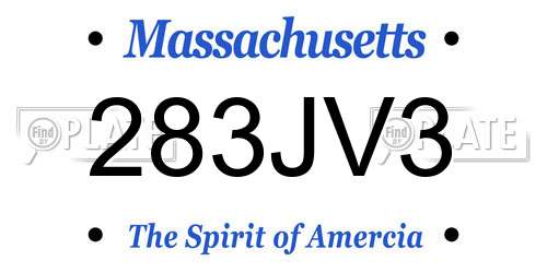 283JV3 Massachusetts License Plate