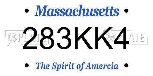 283KK4 Massachusetts License Plate