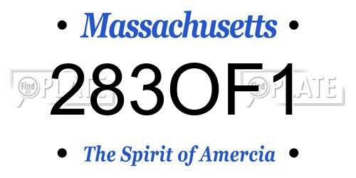 283OF1 Massachusetts License Plate