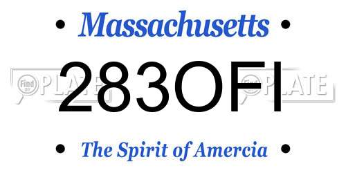 283OFI Massachusetts License Plate