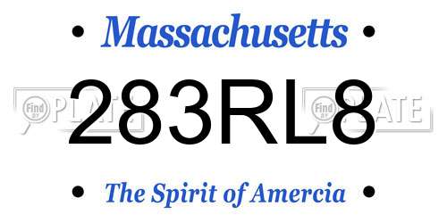 283RL8 Massachusetts License Plate