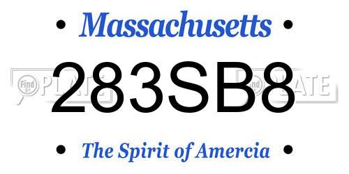 283SB8 Massachusetts License Plate