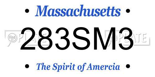 283SM3 Massachusetts License Plate