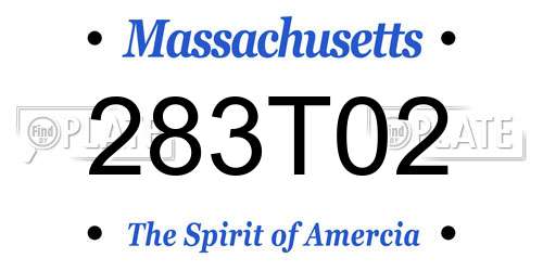 283T02 Massachusetts License Plate