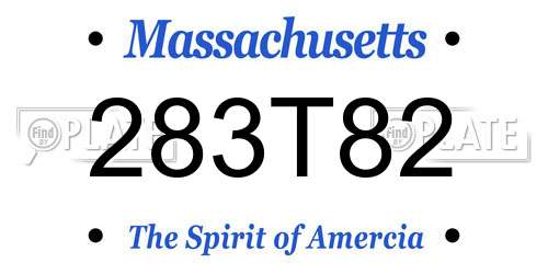 283T82 Massachusetts License Plate