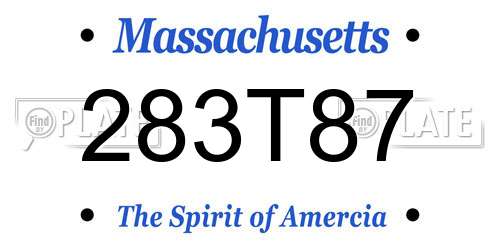 283T87 Massachusetts License Plate