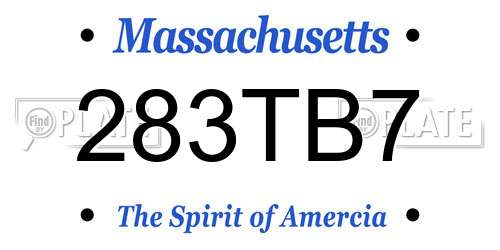 283TB7 Massachusetts License Plate