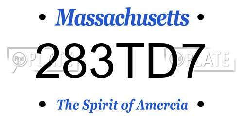 283TD7 Massachusetts License Plate