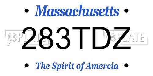 283TDZ Massachusetts License Plate