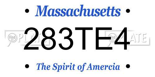 283TE4 Massachusetts License Plate