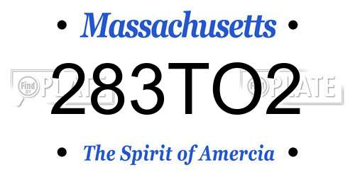 283TO2 Massachusetts License Plate