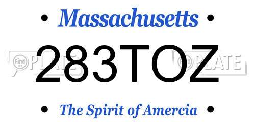283TOZ Massachusetts License Plate