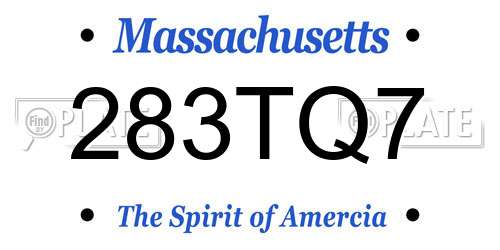 283TQ7 Massachusetts License Plate