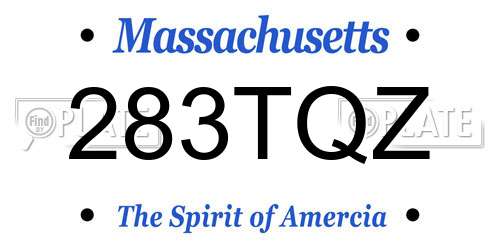 283TQZ Massachusetts License Plate