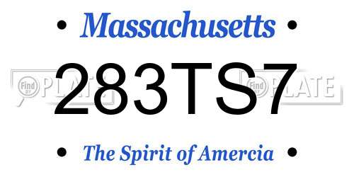 283TS7 Massachusetts License Plate