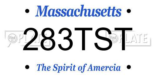 283TST Massachusetts License Plate