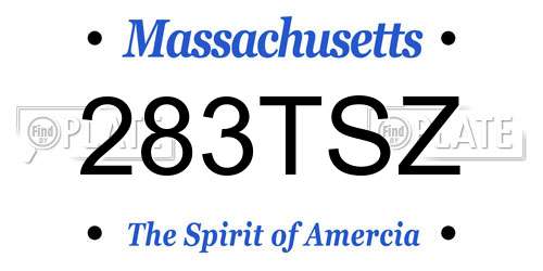 283TSZ Massachusetts License Plate