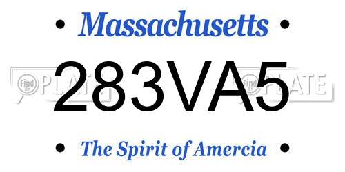 283VA5 Massachusetts License Plate