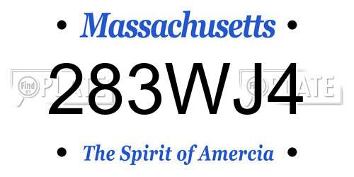 283WJ4 Massachusetts License Plate