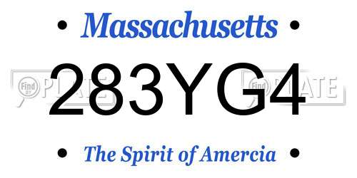 283YG4 Massachusetts License Plate