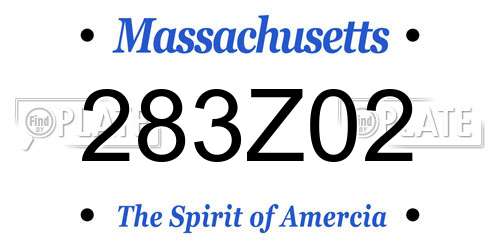 283Z02 Massachusetts License Plate