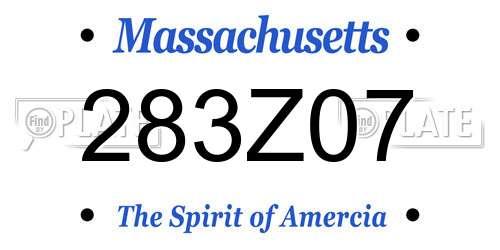 283Z07 Massachusetts License Plate