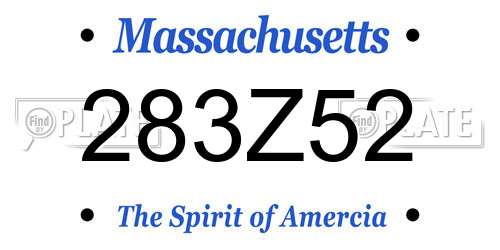 283Z52 Massachusetts License Plate