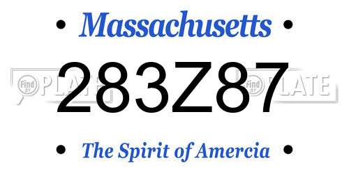 283Z87 Massachusetts License Plate